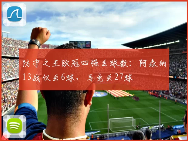 防守之王欧冠四强丢球数：阿森纳13战仅丢6球，马竞丢27球